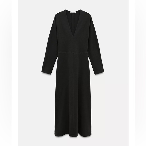 Zara Elegant Burgundy V-Neck Dress - Picture 11 of 13